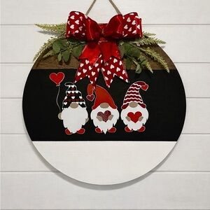 Festive Gnome Holiday Wall Decor with Red Accents